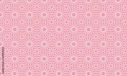 Islamic Geomteric Pattern Background with light red color for wall of building or other
