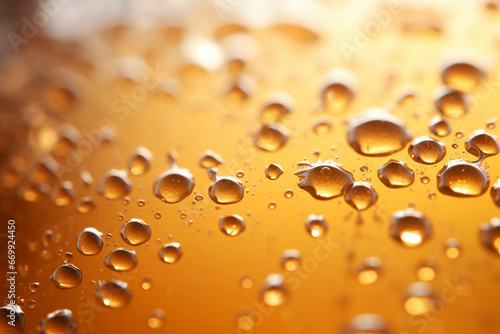 Beer droplets on the surface of a glass. Close-up