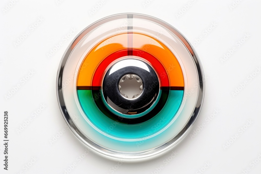 Abstract high tech multicolor button on white background Abstract high tech multicolor button on white background