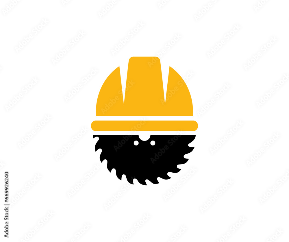 Helmet and circular saw blade. Safety and protection. Carpenter, Workwear, helmet construction and circular saw blade vector design and illustration.
Helmet and circular saw blade. Safety and protection. Carpenter, Workwear, helmet construction and circular saw blade vector design and illustration.