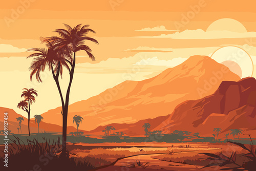 Guinea flat art landscape illustration