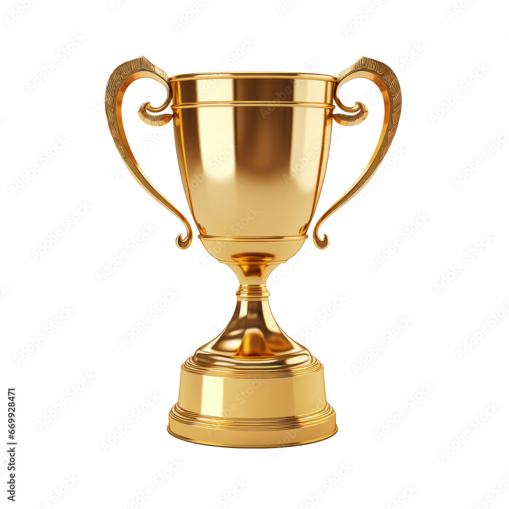 Golden trophy cup. Element isolated on transparent background. AI generative. Golden trophy cup. Element isolated on transparent background. AI generative.