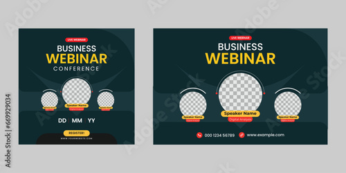 
corporate business webinar invitation live conference instagram  post layout design, editable technology business marketing promotion social media web banner template  