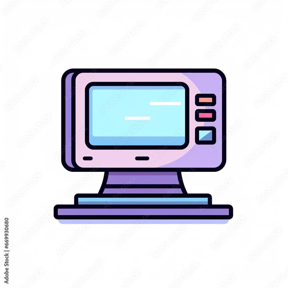 Computer icon. Flat icon. Generative AI Computer icon. Flat icon. Generative AI