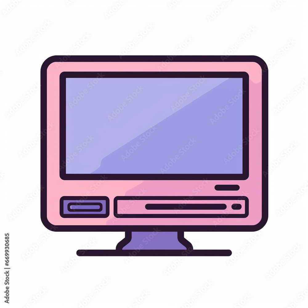Computer icon. Flat icon. Generative AI Computer icon. Flat icon. Generative AI