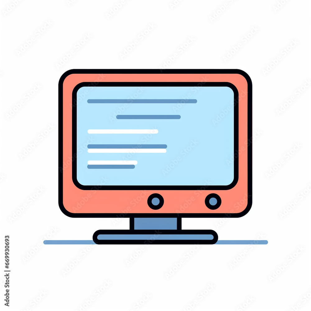 Computer icon. Flat icon. Generative AI Computer icon. Flat icon. Generative AI