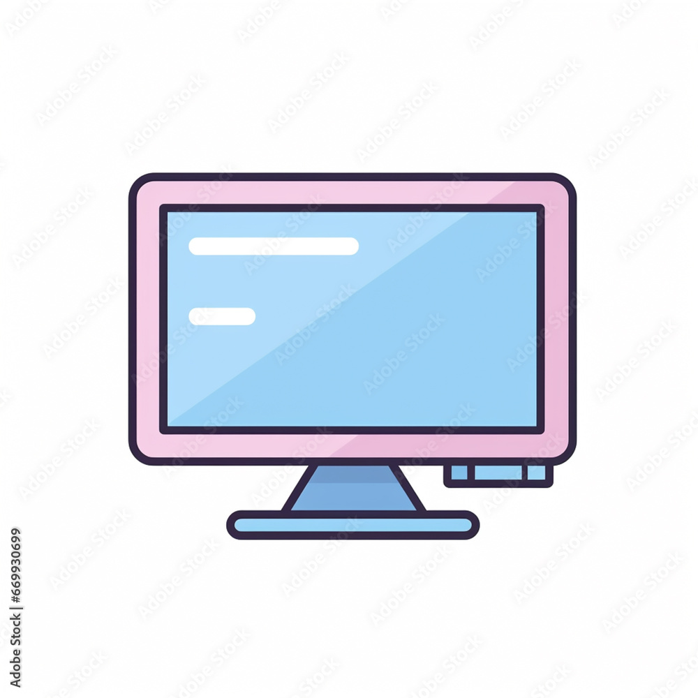 Computer icon. Flat icon. Generative AI Computer icon. Flat icon. Generative AI