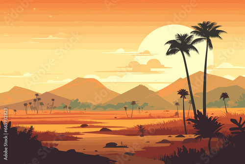 Ghana flat art landscape illustration