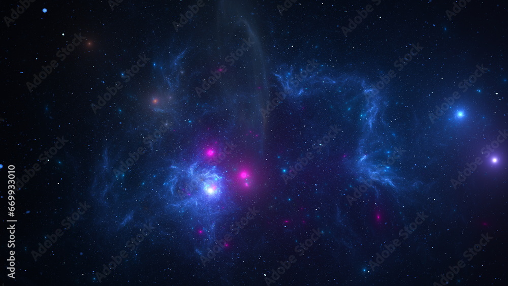 Universe, stars and galaxies, stars in the night sky. Star clusters and fantastic worlds of space. 3d render