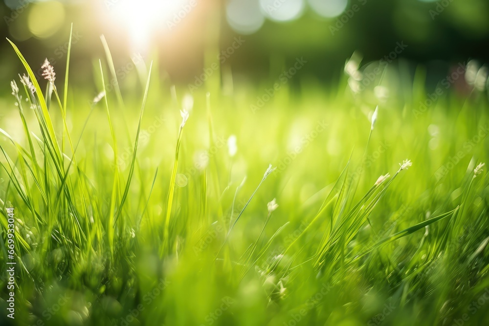 eco-friendly natural green grassland for fresh morning