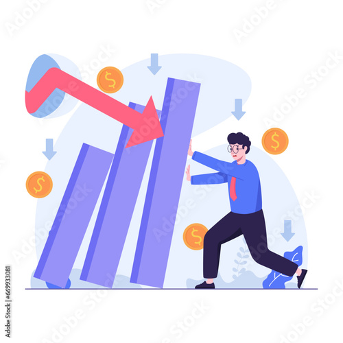 Businessman Holds Falling Market Chart