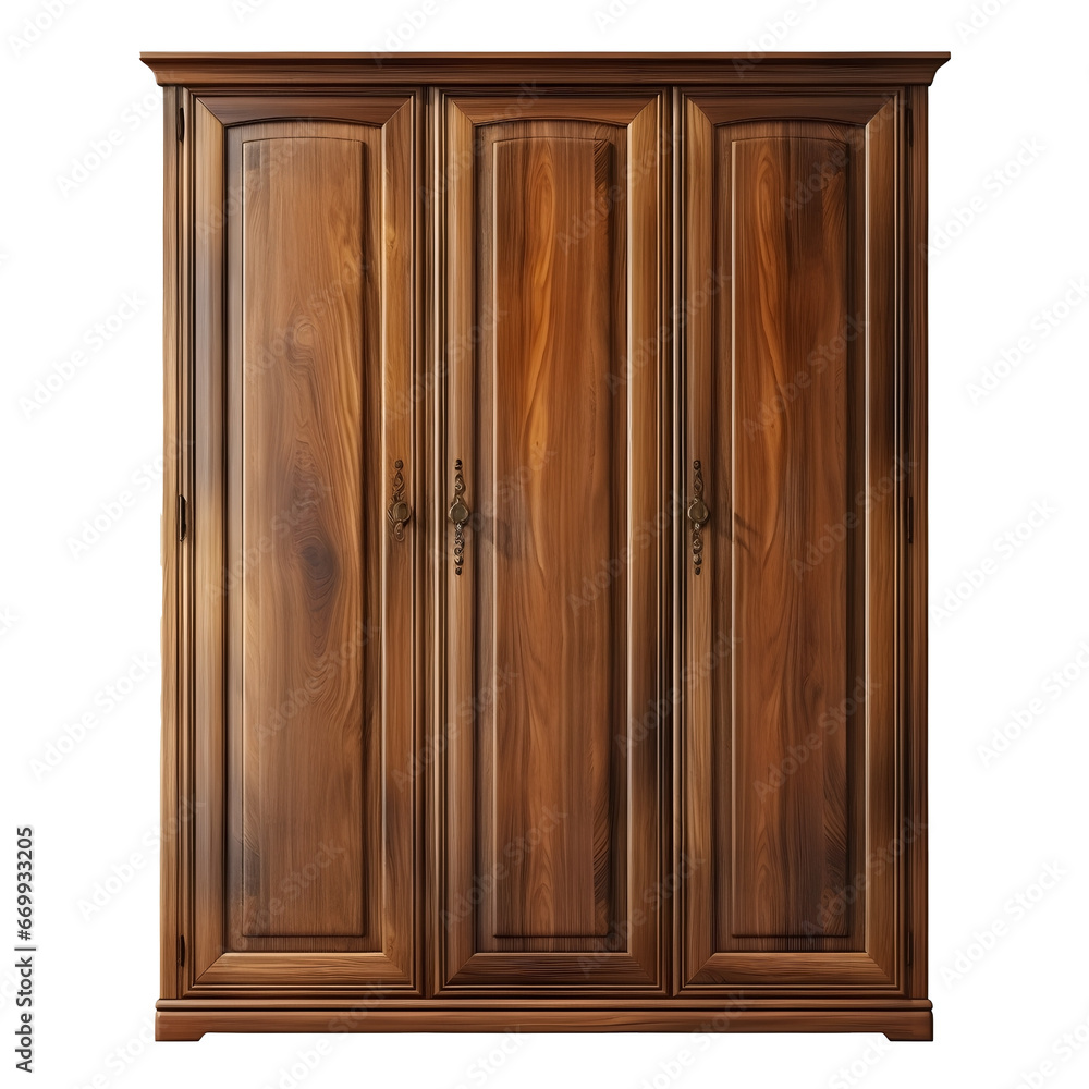 Front View Classic Three Door Wooden Cupboard, Elegance