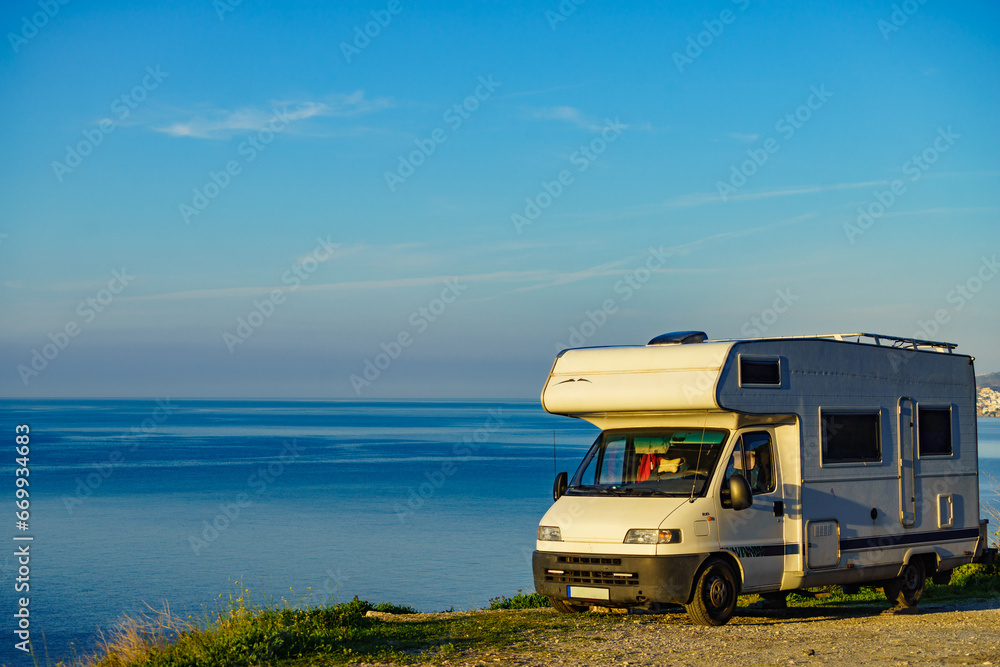 Rv caravan camping on sea shore Rv caravan camping on sea shore