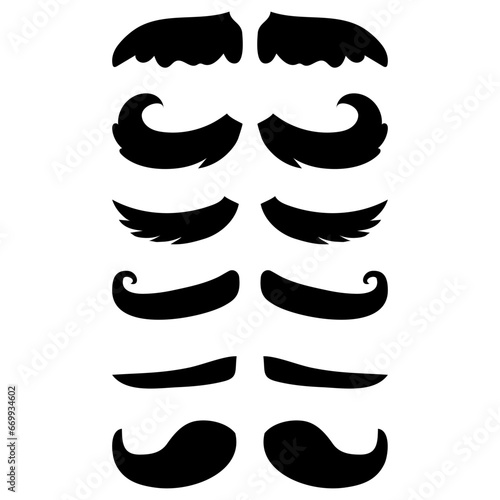 Mustache vector icon set. Barber illustration symbol collection.