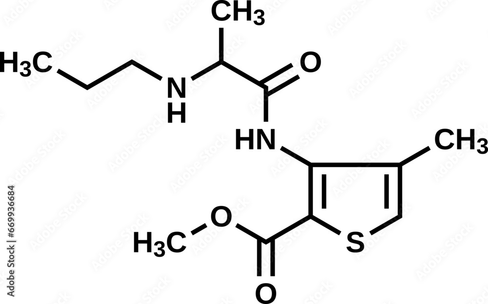 Articaine structural formula, vector illustration Articaine structural formula, vector illustration