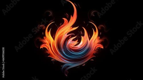 flames on black background generated by AI tool 