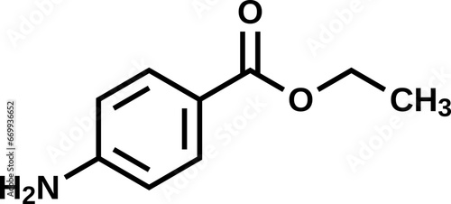Benzocaine structural formula, vector illustration