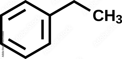 Ethylbenzene structural formula, vector illustration
