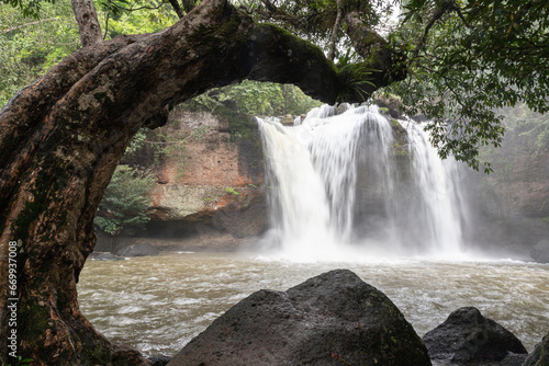 Fototapeta Naklejka Na Ścianę i Meble -  Waterfall in deep forest at Haew Suwat Waterfall Khao Yai National Park, Nakhon Ratchasima Province, Thailand