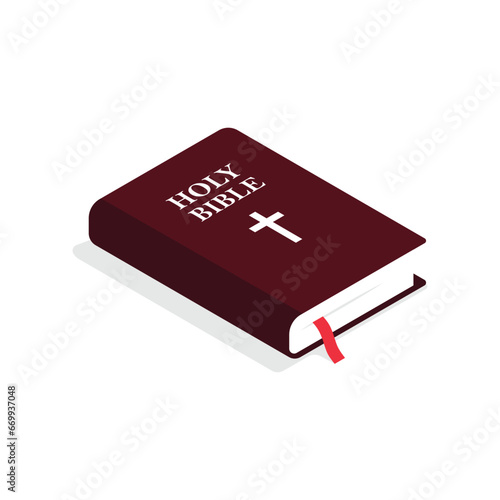 Vector illustration in isometric style. Holy book bible, top view