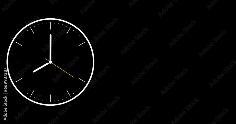 Clock face time lapse on black background with copy space for text. Clock time ticking on a classic Wall Clock. Shadows moving over the Watch. Doomsday clock isolated running. Animation Concept 4K Clock face time lapse on black background with copy space for text. Clock time ticking on a classic Wall Clock. Shadows moving over the Watch. Doomsday clock isolated running. Animation Concept 4K