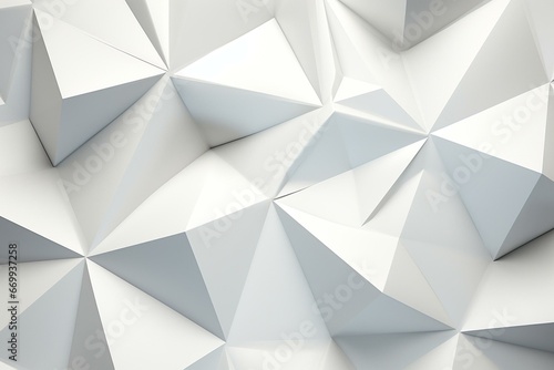 Futuristic white 3D surface with triangular pyramids. Generative AI © Camilo