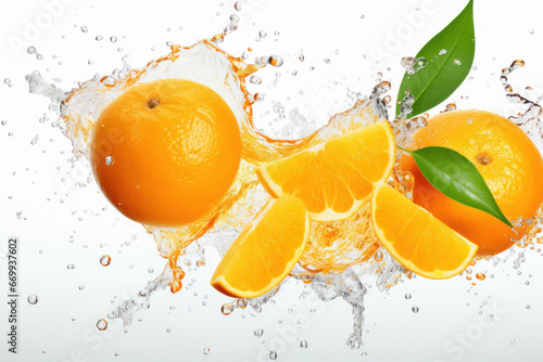 Fresh orange fruit with a Splash of Water