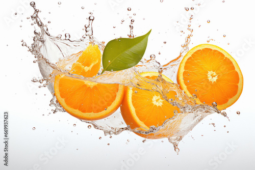 Fresh orange fruit with a Splash of Water