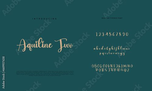 Abstract Calligraphy font alphabet. Minimal modern urban fonts for logo, brand etc. Typography typeface uppercase lowercase and number. vector illustration
