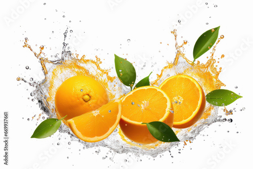 Fresh orange fruit with a Splash of Water