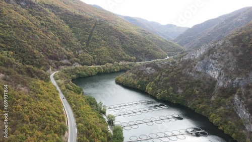 Aerial Summer view of Krichim Reservoir, Rhodopes Mountain, Plovdiv Region, Bulgaria photo