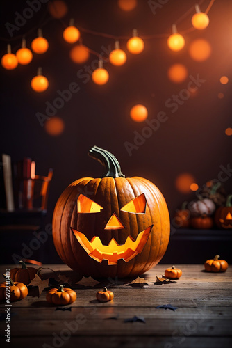 halloween blured background empty table 
