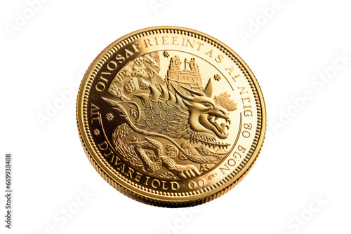 Shiny Gold Coin Isolated on Transparent Background photo