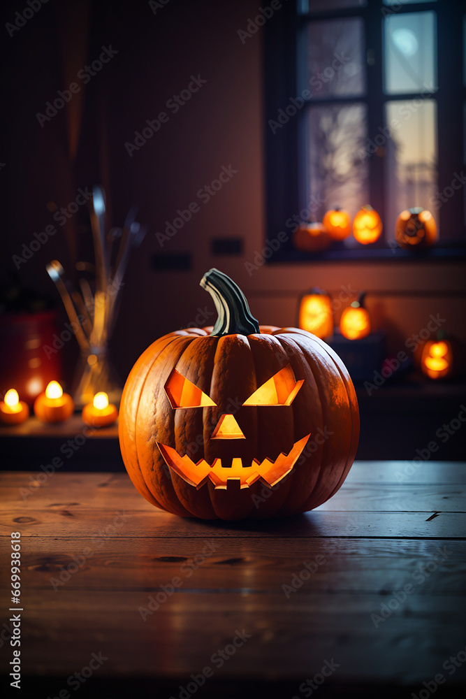 halloween blured background empty table halloween blured background empty table