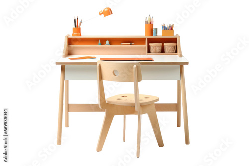 Compact Kid's Homework Desk Isolated on Transparent Background