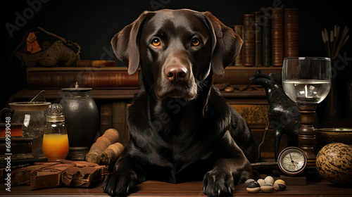 Radiant Reverie: The Labrador Retriever Puppy's Wallpaper Wonderland - Generative AI