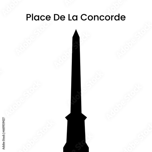 Silhouette of place de la Concorde in black isolated on a white background, vector illustration