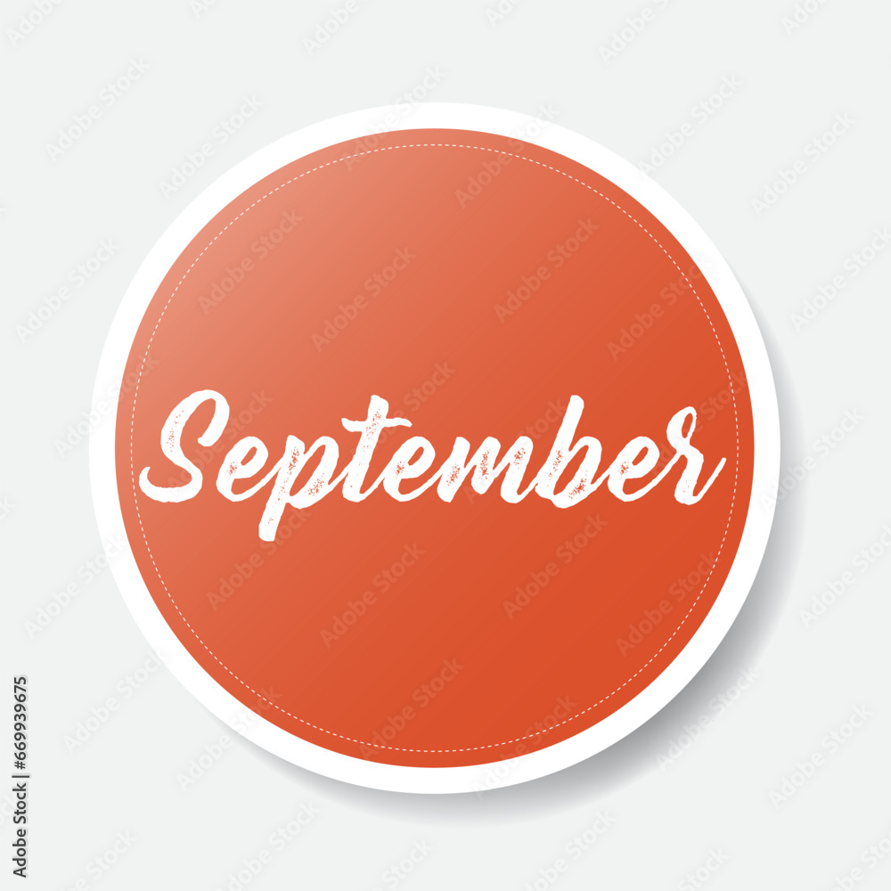 September red round sticker on white background, vector illustration September red round sticker on white background, vector illustration