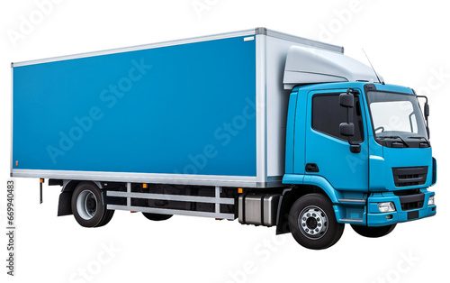 Blue Box Van Truck on Transparent Background