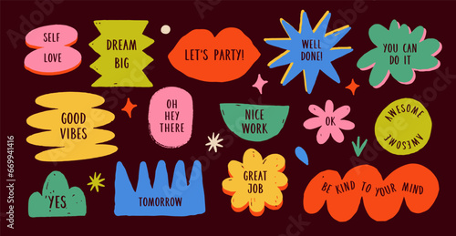 Hand drawn naive, bizarre abstract geometric shapes and forms. Modern contemporary figures, various organic shapes and doodle objects, vector graphic elements