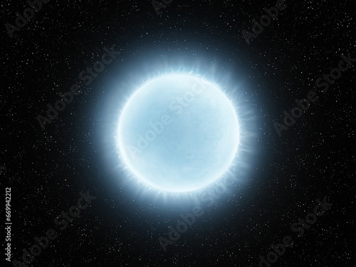 White dwarf isolated. Remnant of an exploded star in space. Compressed massive core of the sun.