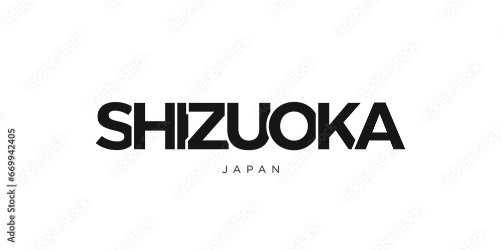 Shizuoka in the Japan emblem. The design features a geometric style, vector illustration with bold typography in a modern font. The graphic slogan lettering. Shizuoka in the Japan emblem. The design features a geometric style, vector illustration with bold typography in a modern font. The graphic slogan lettering.