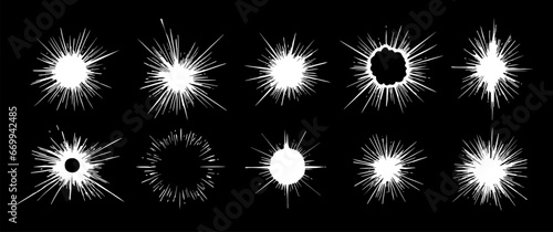 Explosions, energy flashes cartoon collection. Vector illustration