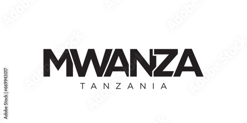 Mwanza in the Tanzania emblem. The design features a geometric style, vector illustration with bold typography in a modern font. The graphic slogan lettering. photo