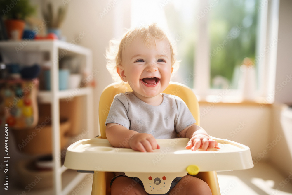 cute baby sitting in eating chair cute baby sitting in eating chair
