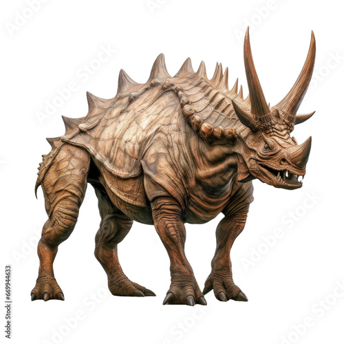 3D Realistic Styracosaurus, on transparent background.