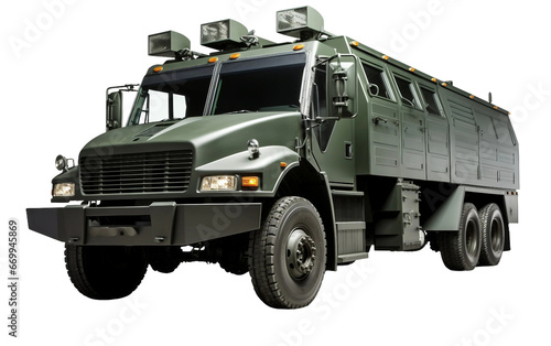Secure Green Armored Cashin Transit Truck on isolated background