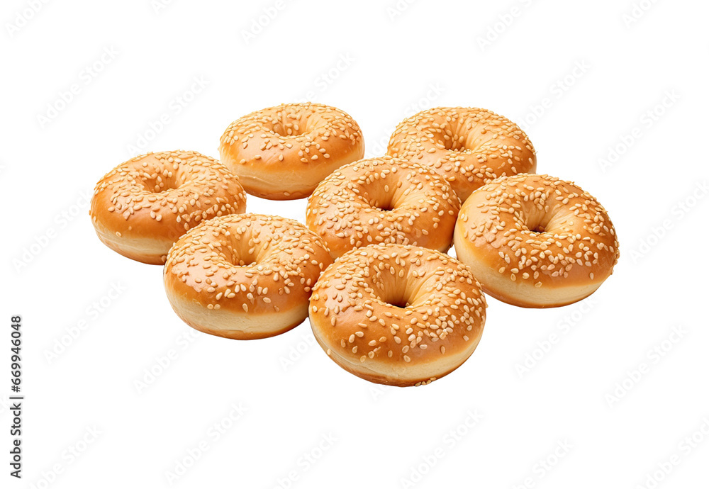 Donuts with sesame seeds isolated on white background Donuts with sesame seeds isolated on white background