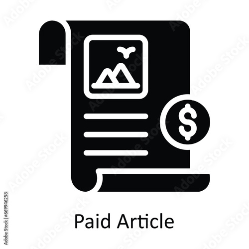 Paid Article vector solid Design illustration. Symbol on White background EPS 10 File 