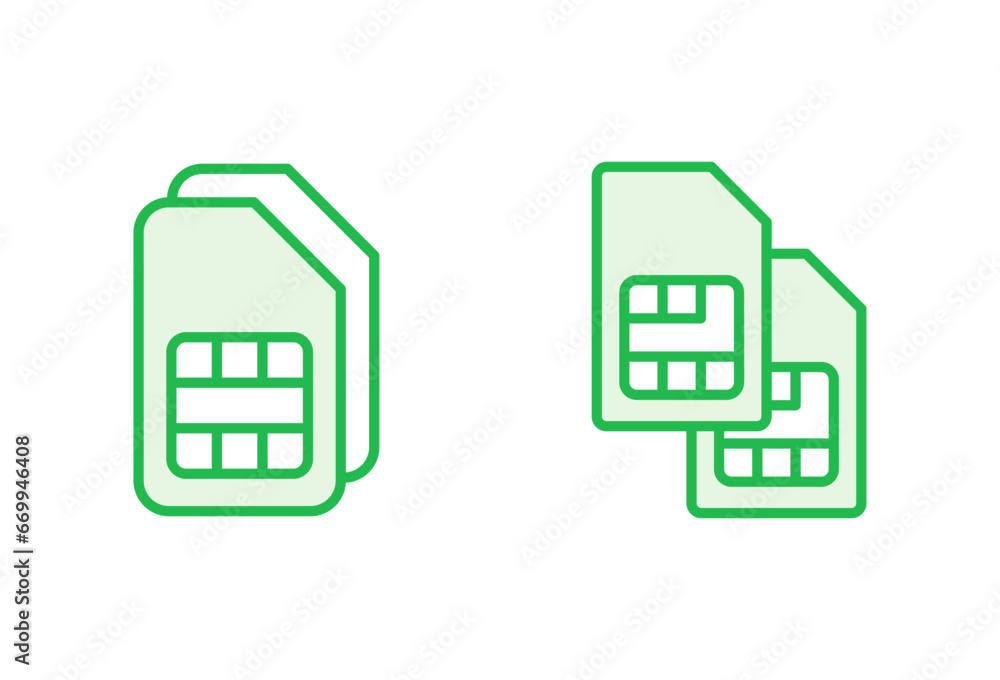 Sim card icon set. dual sim card icon vector Sim card icon set. dual sim card icon vector